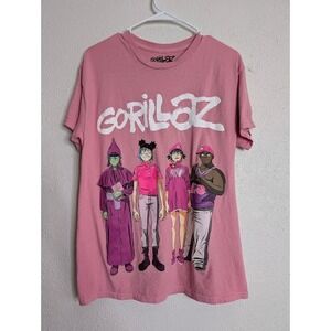 Gorillaz Mens Graphic T-Shirt Small Pink Band Tee Music Tour Merch 100% Cotton